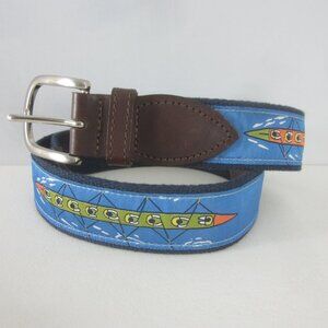 The Belted Cow Maine Unisex Blue Crew Rowing Belt Brown Leather   32" -  36"